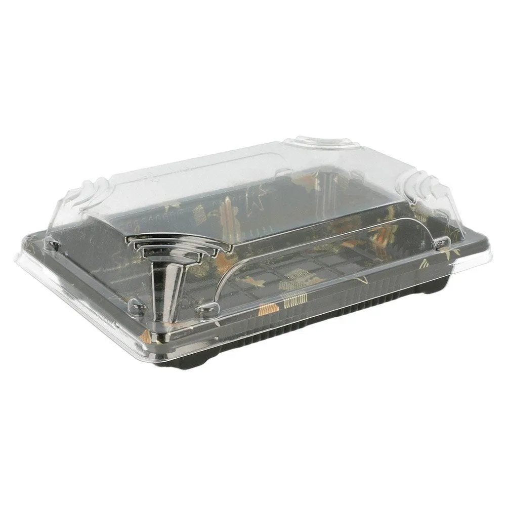 Boîte à sushis avec couvercle décor doré L.16,5 x P.11,4 x H.4cm - par 600